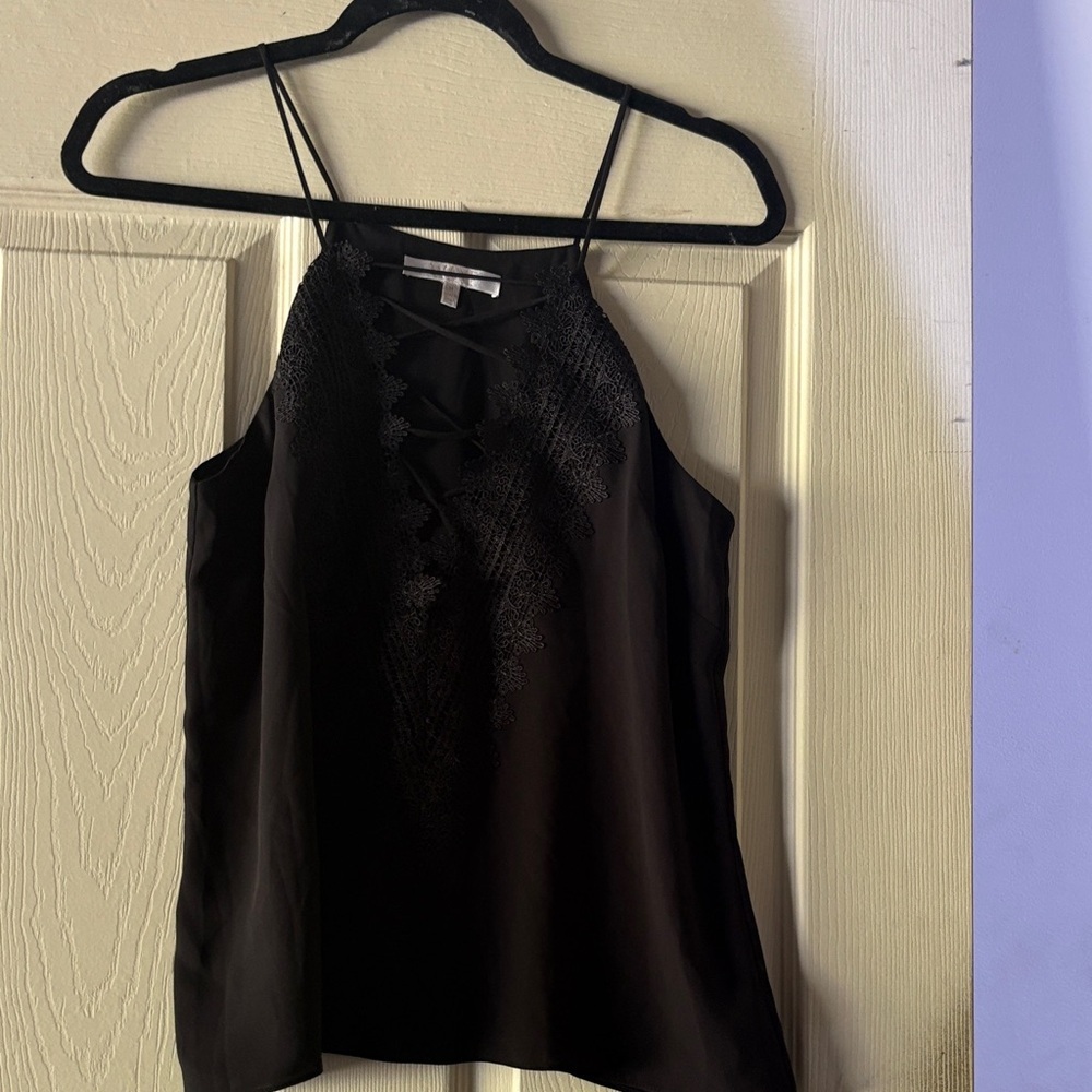 WAYF Elegant Black Lace Detail Women's Top